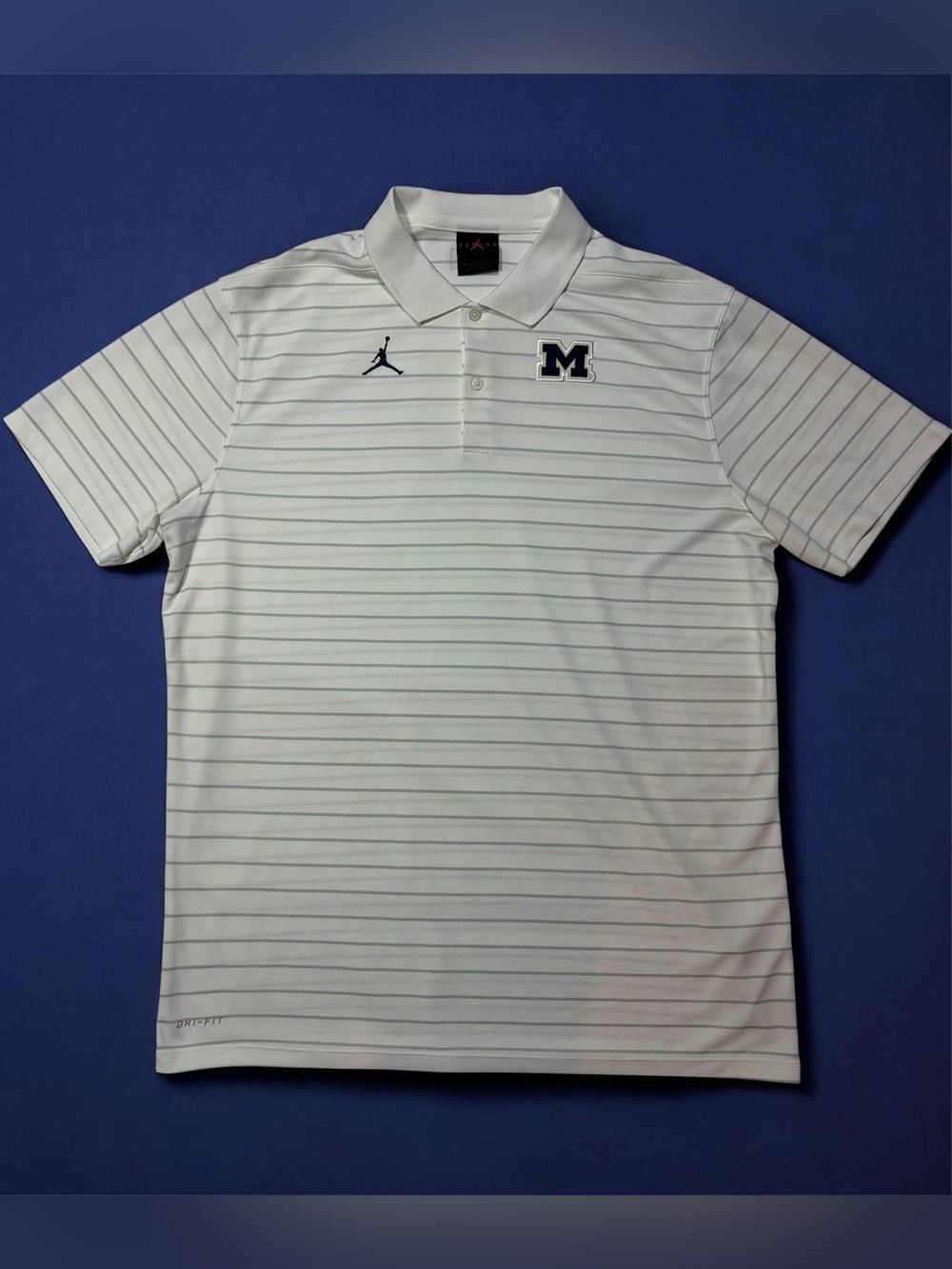Jordan x Michigan Dri‑Fit Striped Polo Shirt Men’s Large